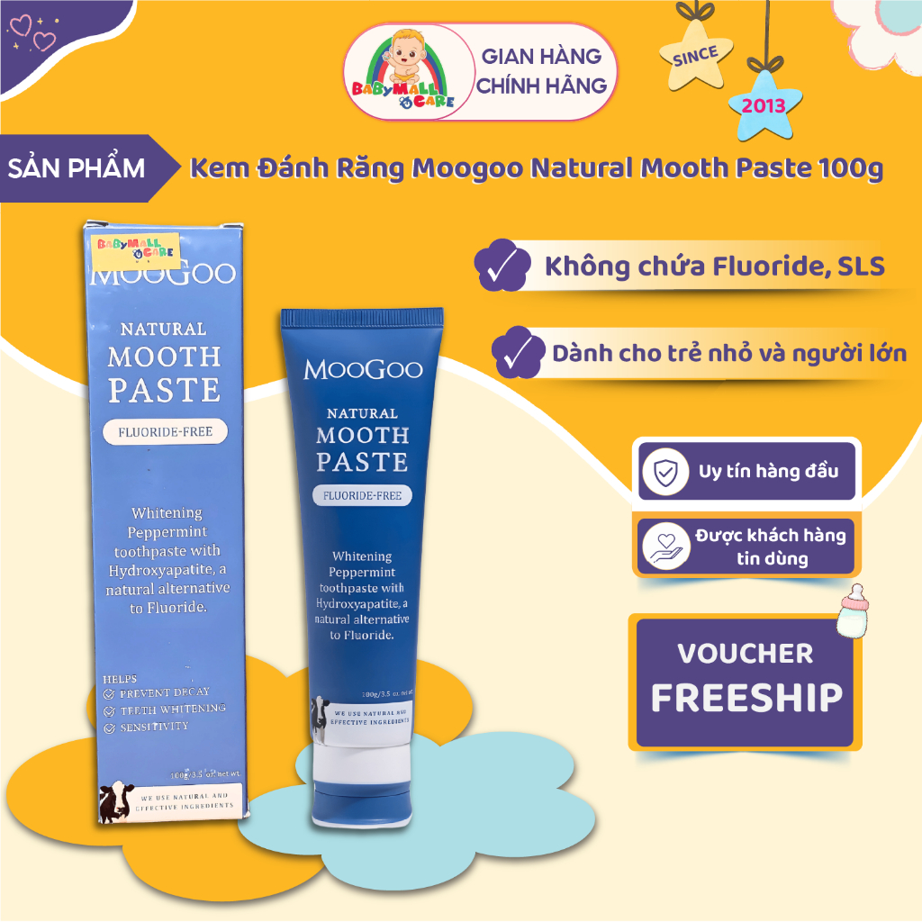 Kem Đánh Răng Moogoo Natural Mooth Paste 100g Hỗ Trợ Làm Sạch Răng Dịu Nhẹ | Babymall&Care