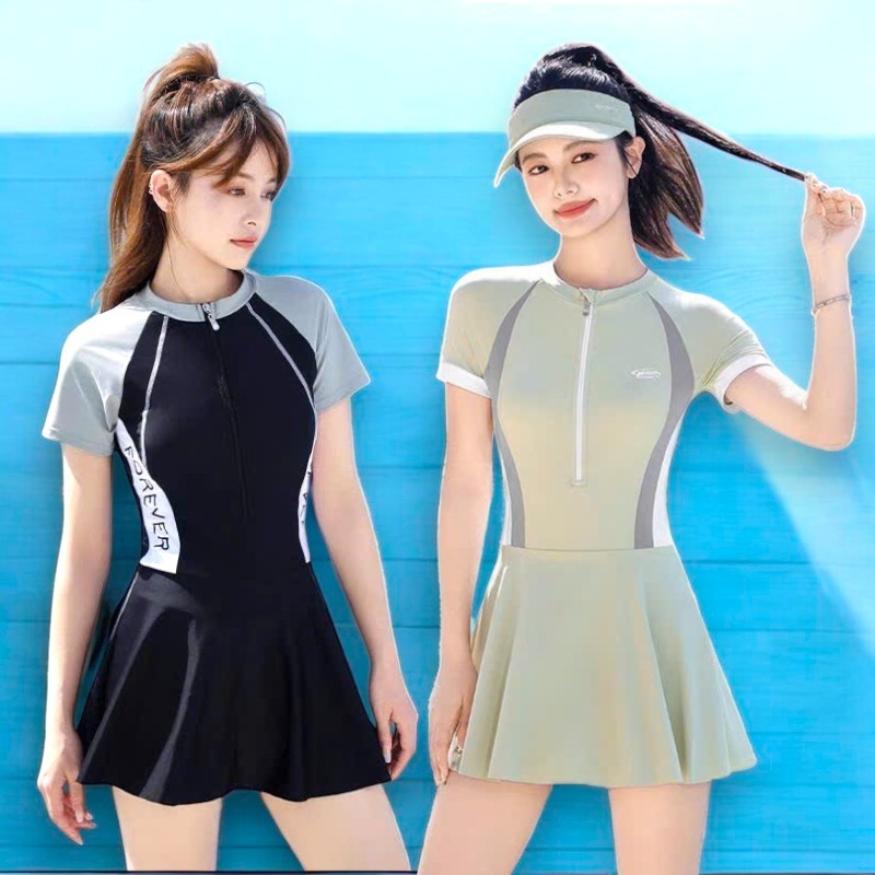 Bikini đồ bơi,bộ bơi nữ 2 mảnh kín đáo áo ngắn tay quần 2 lớp chất thun bơi co giãn,có size từ 38-65kg