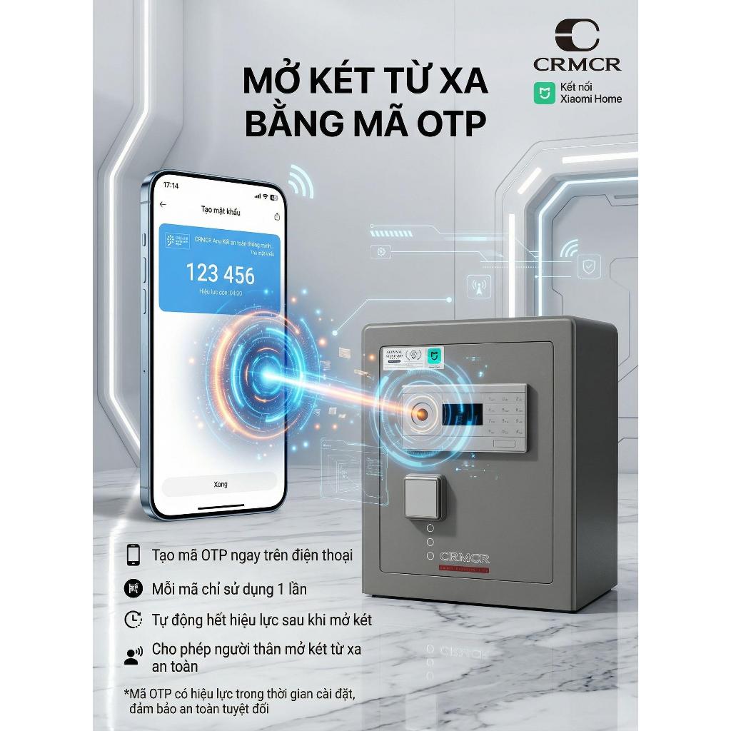 Két Sắt Nhập Khẩu Xiaomi CRMCR 45LB Vân Tay Điện Tử, Xác Minh Danh Tính Người Mở
