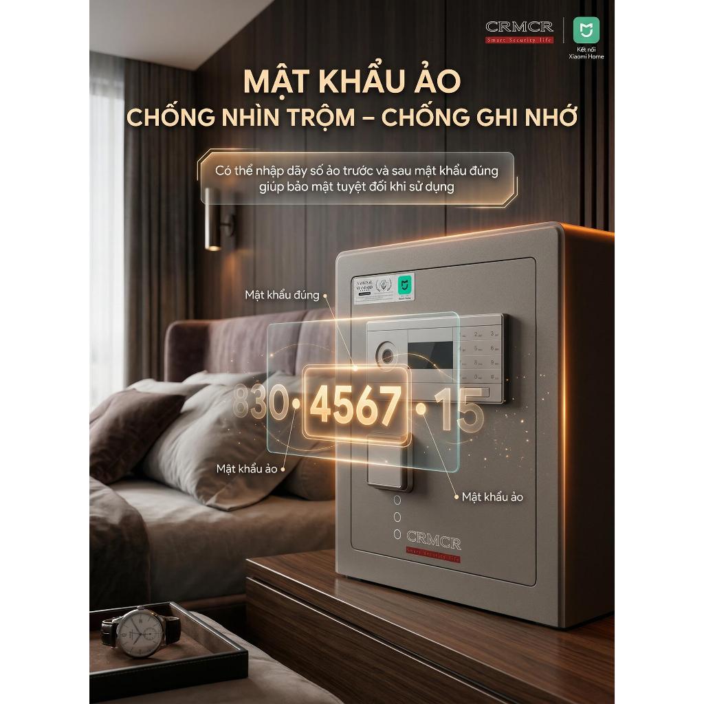 Két Sắt Nhập Khẩu Xiaomi CRMCR 45LB Vân Tay Điện Tử, Xác Minh Danh Tính Người Mở