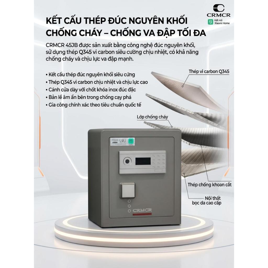 Két Sắt Nhập Khẩu Xiaomi CRMCR 45LB Vân Tay Điện Tử, Xác Minh Danh Tính Người Mở