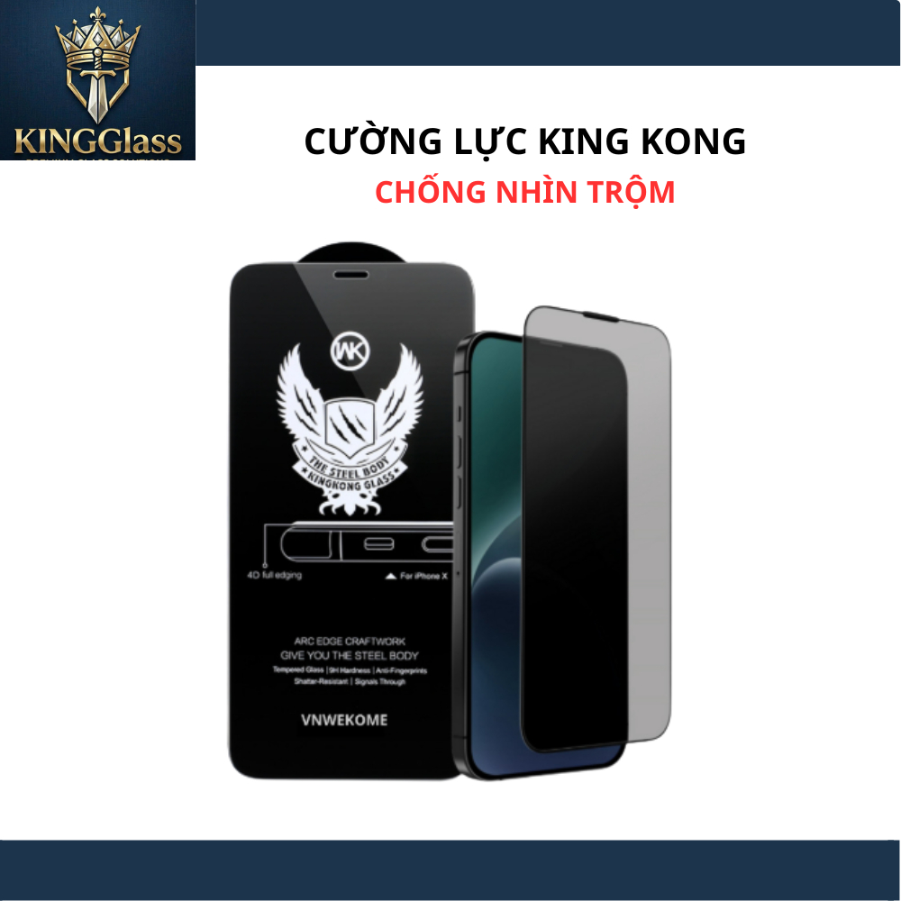 Kính Cường Lực iPhone KK 4D Cao Cấp Full Màn chống nhìn chộm iPhone /X/XS/XR/11/12/13/14/15/16/17/Pro/Max/Mini/Air