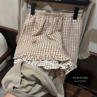 Set gấu phối quần đùi kẻ