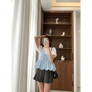 ( ÁO XINH DIỆN HÈ ) SET ÁO HOA NHÍ + SƠMI TAY PHỒNG DỄ THƯƠNG,Set Áo hoa nhí siêu xinh