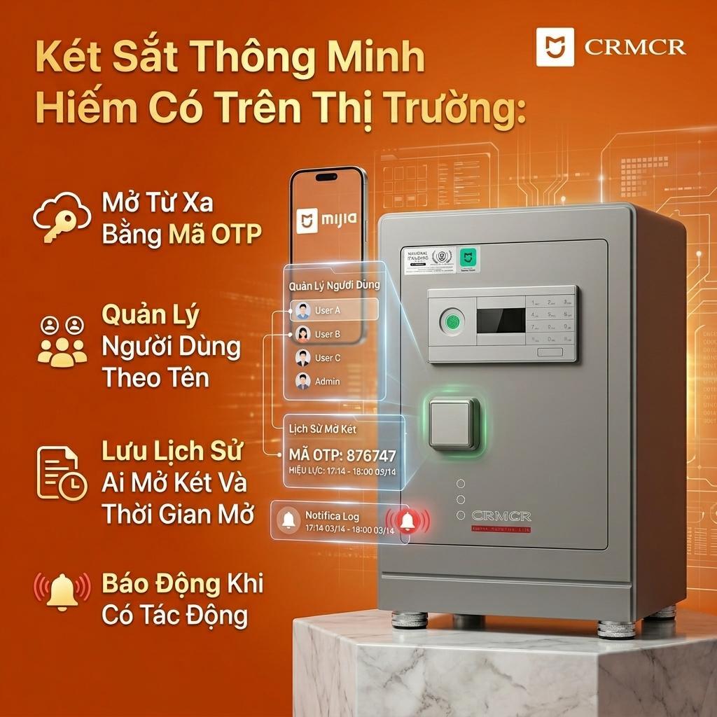 Khóa Bền Nhất – Thép Chắc Nhất: Két Xiaomi CRMCR 61LB Dẫn Đầu Phân Khúc Két Sắt Cao Cấp Chống Cháy 70kg