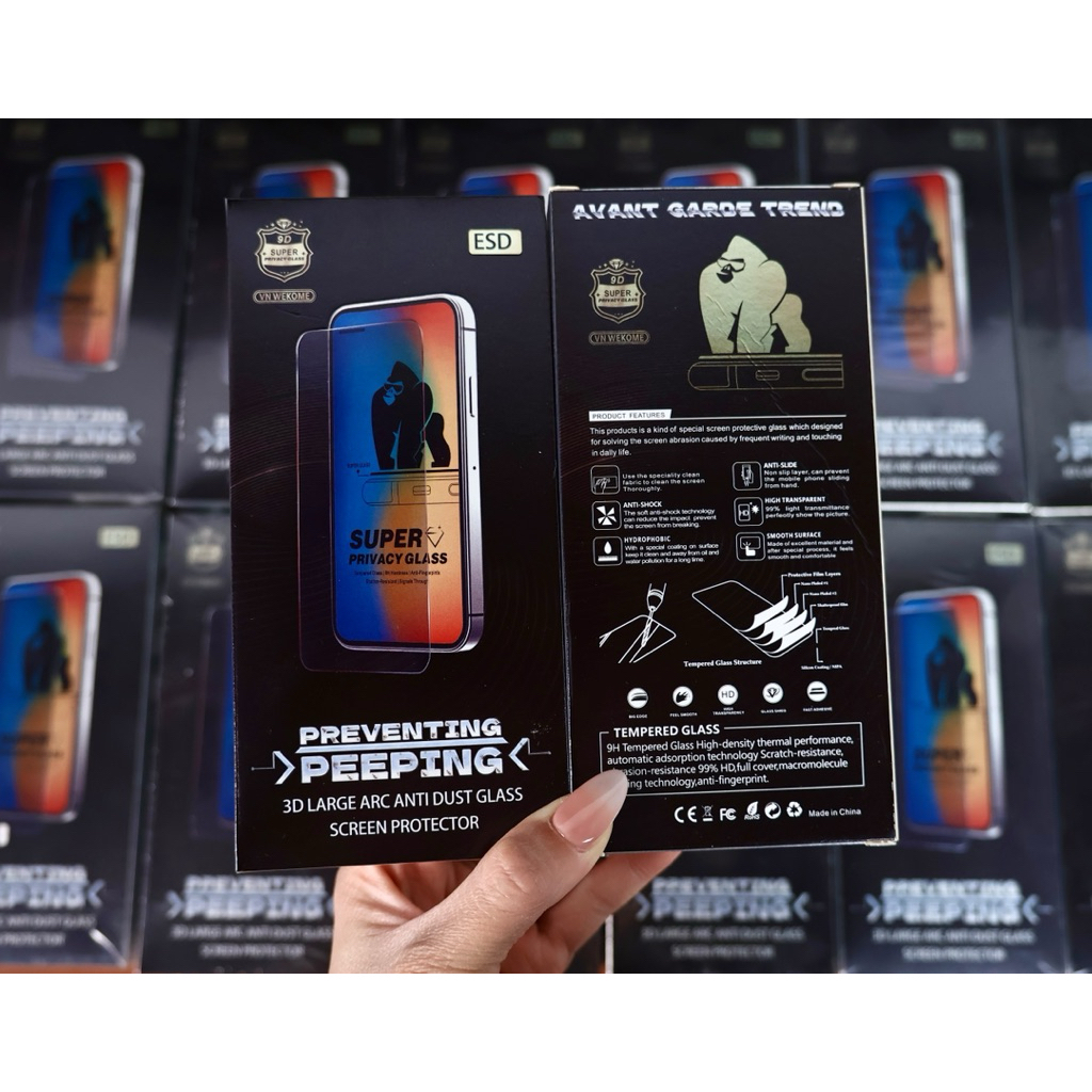 Cường lực chống nhìn trộm Full màn KhÔNG VIỀN KING GLASS IP16 16 pro , mã15 xs max 14 pro max 12 promax 7 8 Plus 11 13 x