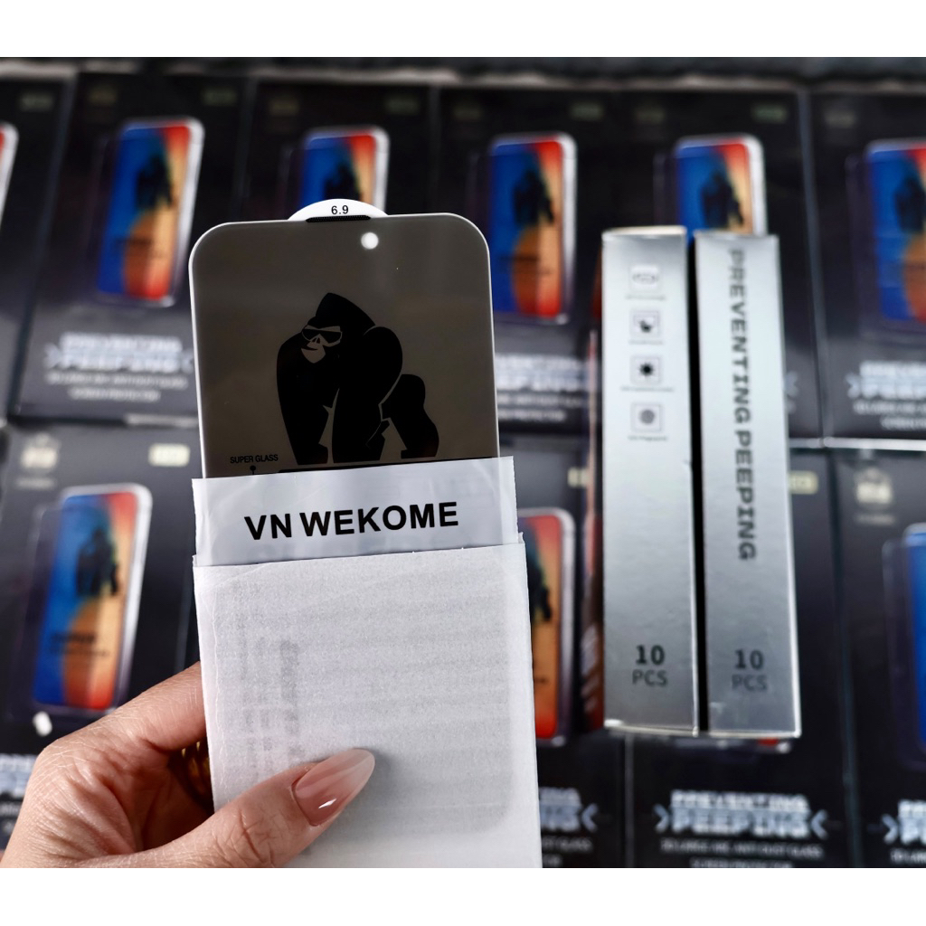 Cường lực chống nhìn trộm Full màn KhÔNG VIỀN KING GLASS IP16 16 pro , mã15 xs max 14 pro max 12 promax 7 8 Plus 11 13 x