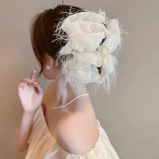 Kẹp gấp tóc nữ phồng tua rua vải lụa sang trọng thời trang