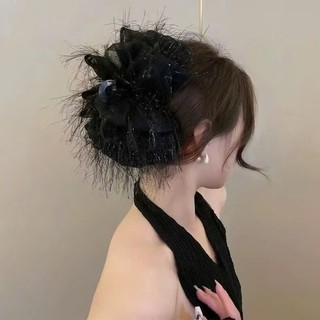 Kẹp gấp tóc nữ phồng tua rua vải lụa sang trọng thời trang