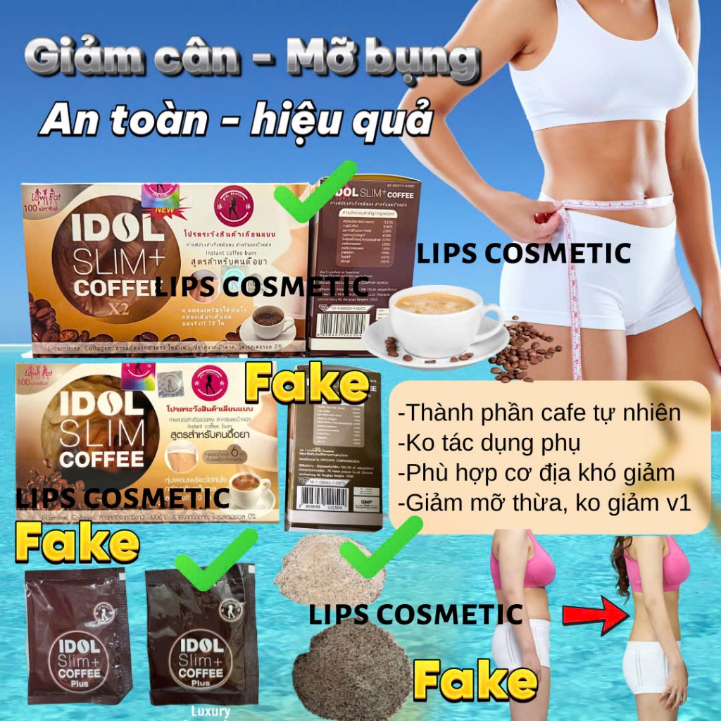 2 Hộp CAFE IDOL SLIN X2 10 Gói nhỏ 2 vòng tròn hộp gói nâu Slimming Garnicia Coffee