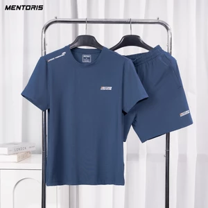 Bộ quần áo nam thể thao Cao cấp Mentoris, Set đồ chất vải thun lạnh co giãn thoáng mát mùa hè MBT01