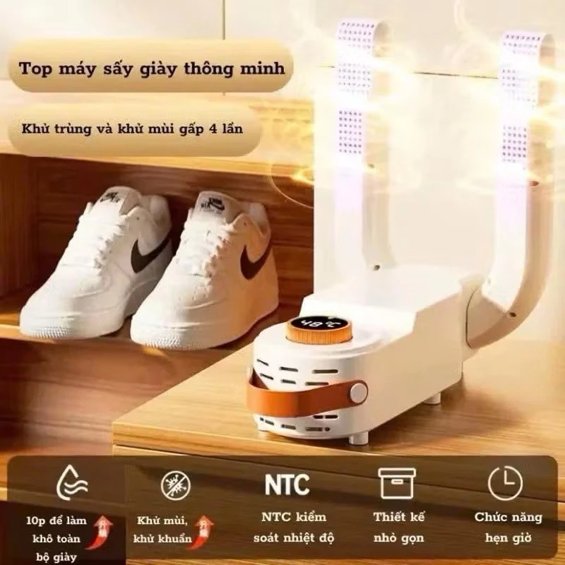 Máy sấy giày Shoe Dryer gấp gọn, hẹn giờ, có tia uv kháng khuẩn khử mùi giày tất chống hôi chân
