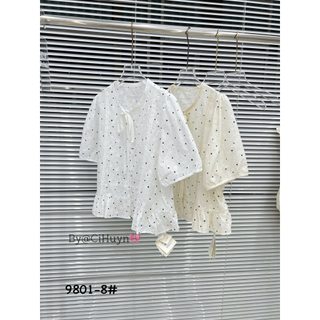 Áo thô boi viền chấm bi cộc mềm mỏng
