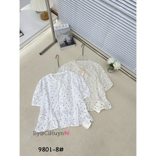 Áo thô boi viền chấm bi cộc mềm mỏng