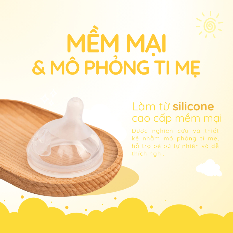 Núm bình sữa Ombee Silicone cao cấp an toàn cho bé ti bình - FamilyCare Store