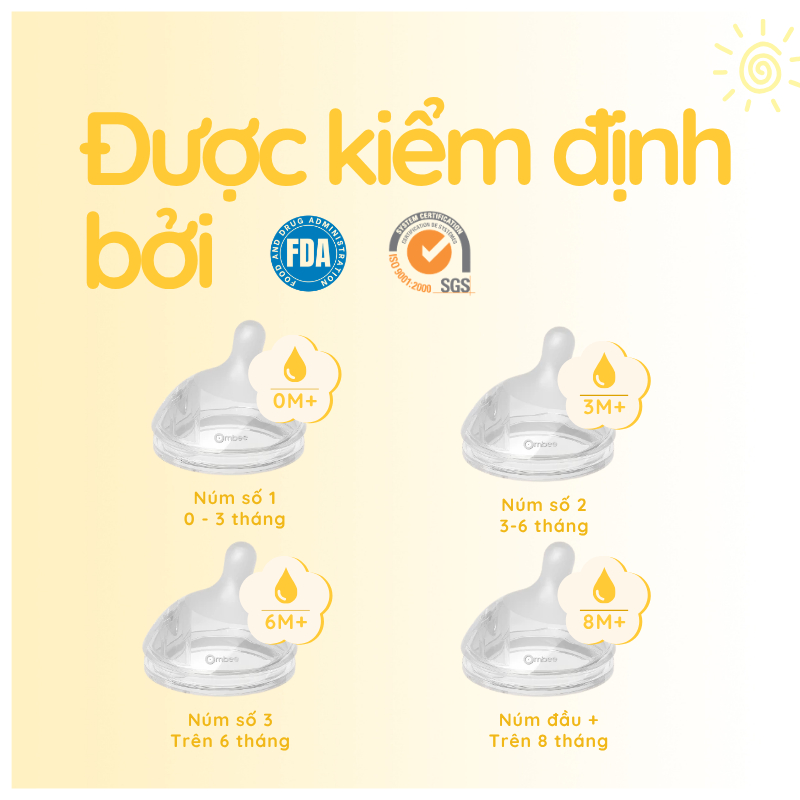 Núm bình sữa Ombee Silicone cao cấp an toàn cho bé ti bình - FamilyCare Store