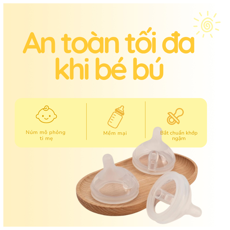 Núm bình sữa Ombee Silicone cao cấp an toàn cho bé ti bình - FamilyCare Store