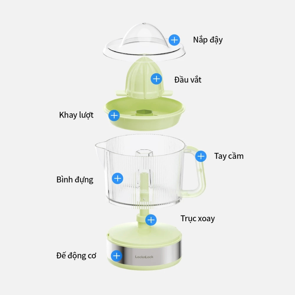 Máy Vắt Cam Lock&Lock Citrus Juicer 700ml Màu Trắng – Máy Vắt Cam Cầm Tay, Dung Tích Lớn, Dễ Sử Dụng