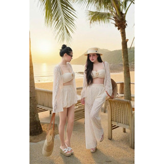Set Bộ 3 Món Áo Bra Mix Quần 2 Kiểu Kèm Áo Khoác Ngoài Kieutrangne