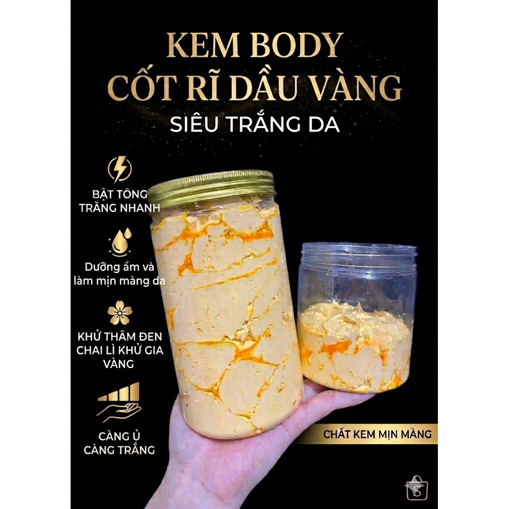Body Cốt Rĩ Dầu Cao Cấp Bật Tông Sau 7 Ngày Siêu Mạnh Trắng Da cấp Tốc 500g
