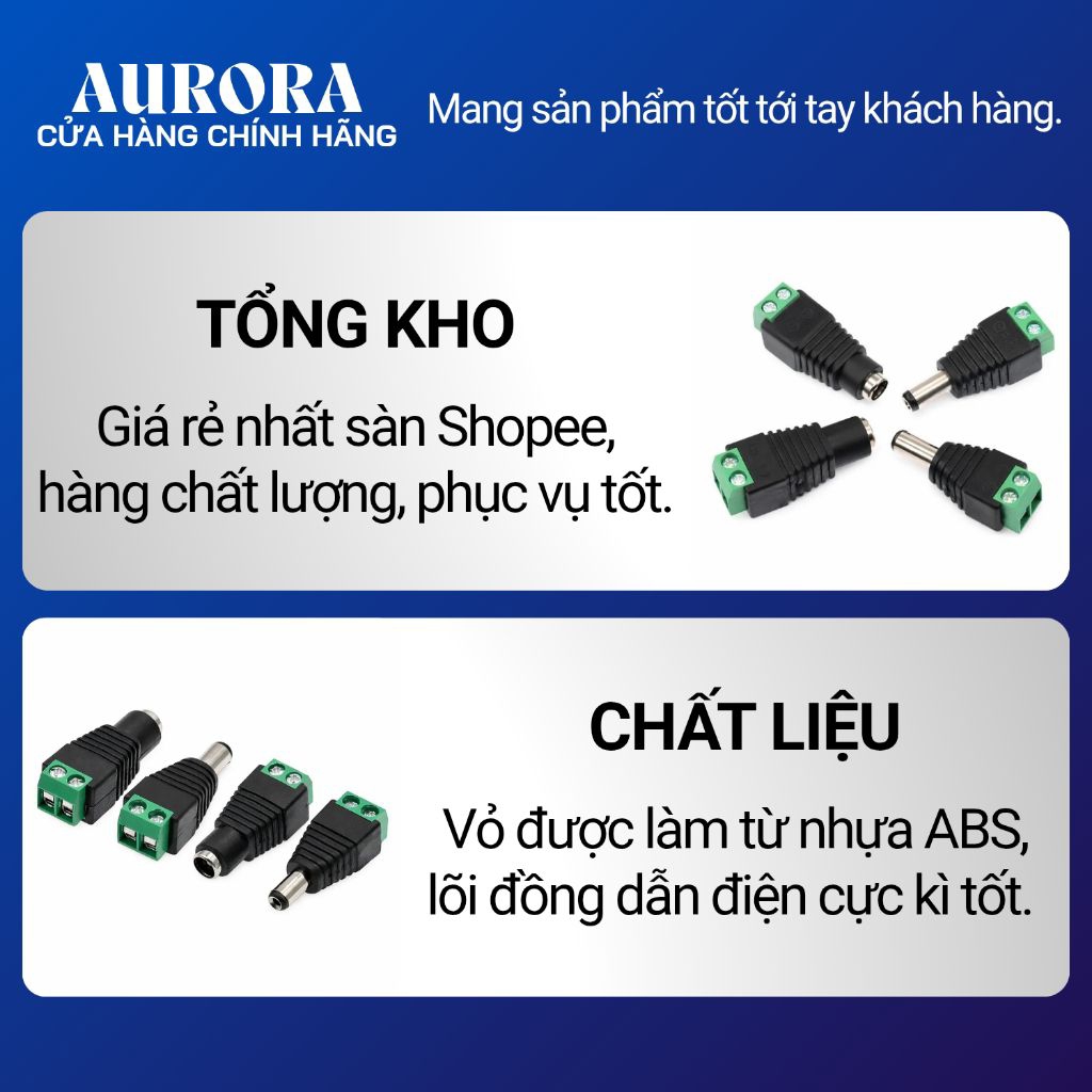 Jack Nguồn DC 5.5x2.1mm Vặn Vít Đực/Cái - Jack Chế Nguồn Camera, Đèn LED, Modem