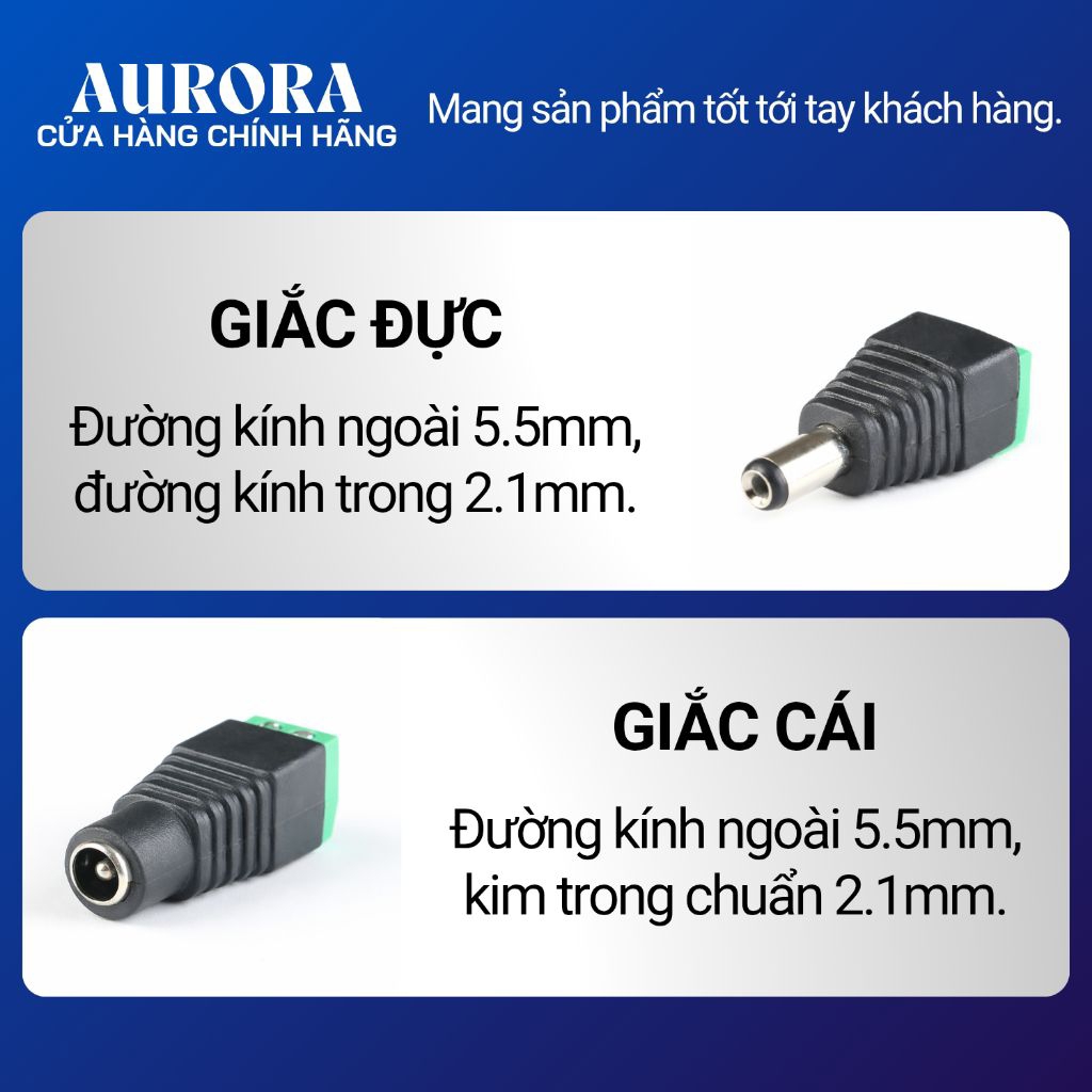 Jack Nguồn DC 5.5x2.1mm Vặn Vít Đực/Cái - Jack Chế Nguồn Camera, Đèn LED, Modem