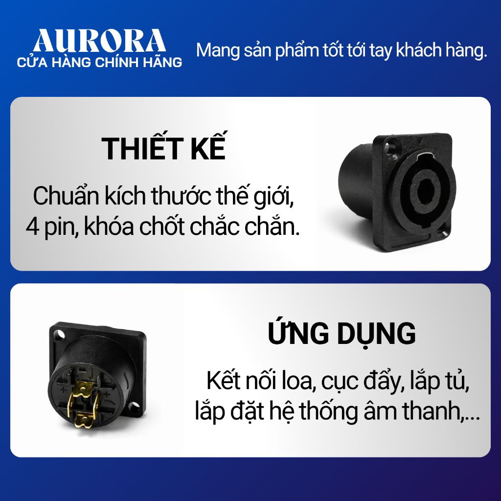 Jack Loa Speakon Âm - Jack Neutrik Cái 4 Pin Chuyên Dụng Cho Thùng Loa, Cục Đẩy, Tủ Máy (Loại Tốt)