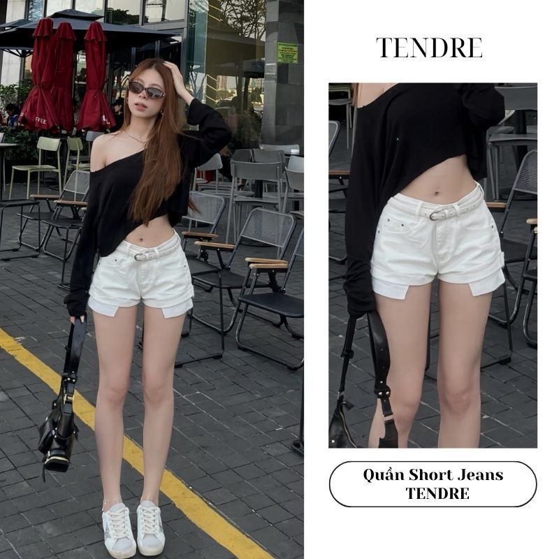 Deal Mở Bán TENDRE - Quần Short Nữ Lưng Cao Basic Hack Dáng Dễ Phối Đồ Chuẩn Street Style Cá Tính N02