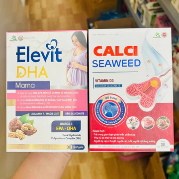 Combo hoàn hảo bổ bầu DHA, Acid Folic, Sắt hữu cơ ELEVIT + Calci hữu cơ SEAWEED
