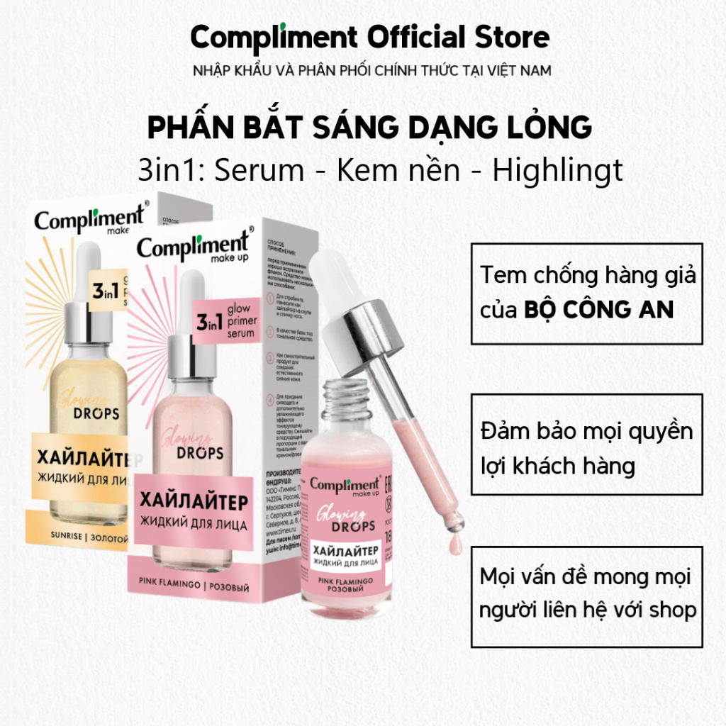 Serum, Phấn bắt sáng dạng lỏng Compliment Liquid Face Highlighter Pink ...