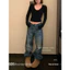 Quần jeans suông WGWE cạp gập