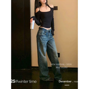 Quần jeans suông WGWE cạp gập