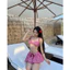 Set Váy Đi Biển Bikini DTD 3 Món (SẴN SHIP) Siêu Cưngg Màu Đỏ Kẻ Carroo Chuẩn Mẫu Mặc Kèm Ảnh Thật Shop Chụp