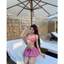 Set Váy Đi Biển Bikini DTD 3 Món (SẴN SHIP) Siêu Cưngg Màu Đỏ Kẻ Carroo Chuẩn Mẫu Mặc Kèm Ảnh Thật Shop Chụp