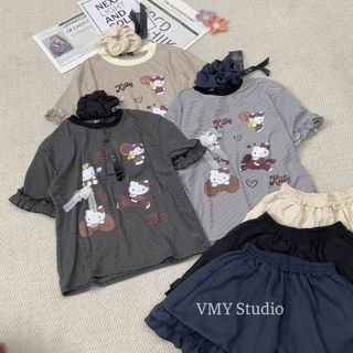 VMY Studio - Set bộ quần áo kẻ thêu mềm mịn mát không nóng co dãn thoải  chuẩn from hàng đẹp QCCC nữ