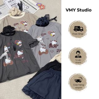 VMY Studio - Set bộ quần áo kẻ thêu mềm mịn mát không nóng co dãn thoải  chuẩn from hàng đẹp QCCC nữ