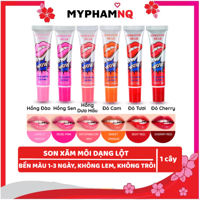 Son Xăm Môi Dạng Lột Bám Màu 1–3 Ngày Không Trôi, Son Peel Off Che Thâm Tự Nhiên MyphamNQ