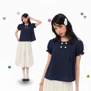 Áo babydoll chấm bi 4 khuy Mimino Top ୨୧ by Vintagevibes.