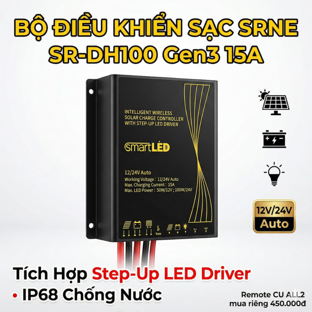 Bộ Điều Khiển Sạc SRNE SR-DH100 Gen3 15A Tích Hợp Step-Up LED Driver ...
