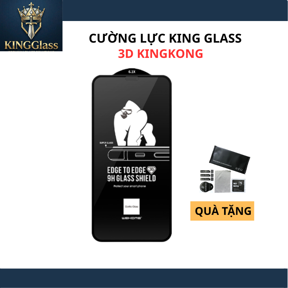 Kính cường lực iphone KingKong 3D full màn WK Wekome cho ip 17 17 pro 16 16 pro max 7 8 plus x xr xs 11 12 13 14 pro max
