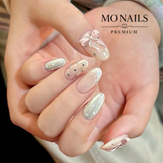 Nailbox Thiết Kế, Móng Úp, Móng Tay Giả Xanh Biển Phối Hồng Ngôi Sao Đi Biển Mùa Hè P42