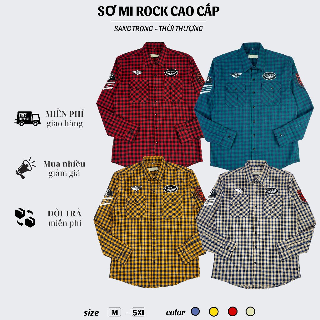 Sơ Mi Tay Dài Nam Cao Cấp Họa Tiết Caro Hình Thêu Mạnh Mẽ Phong Cách Đường Phố Menswear 6012