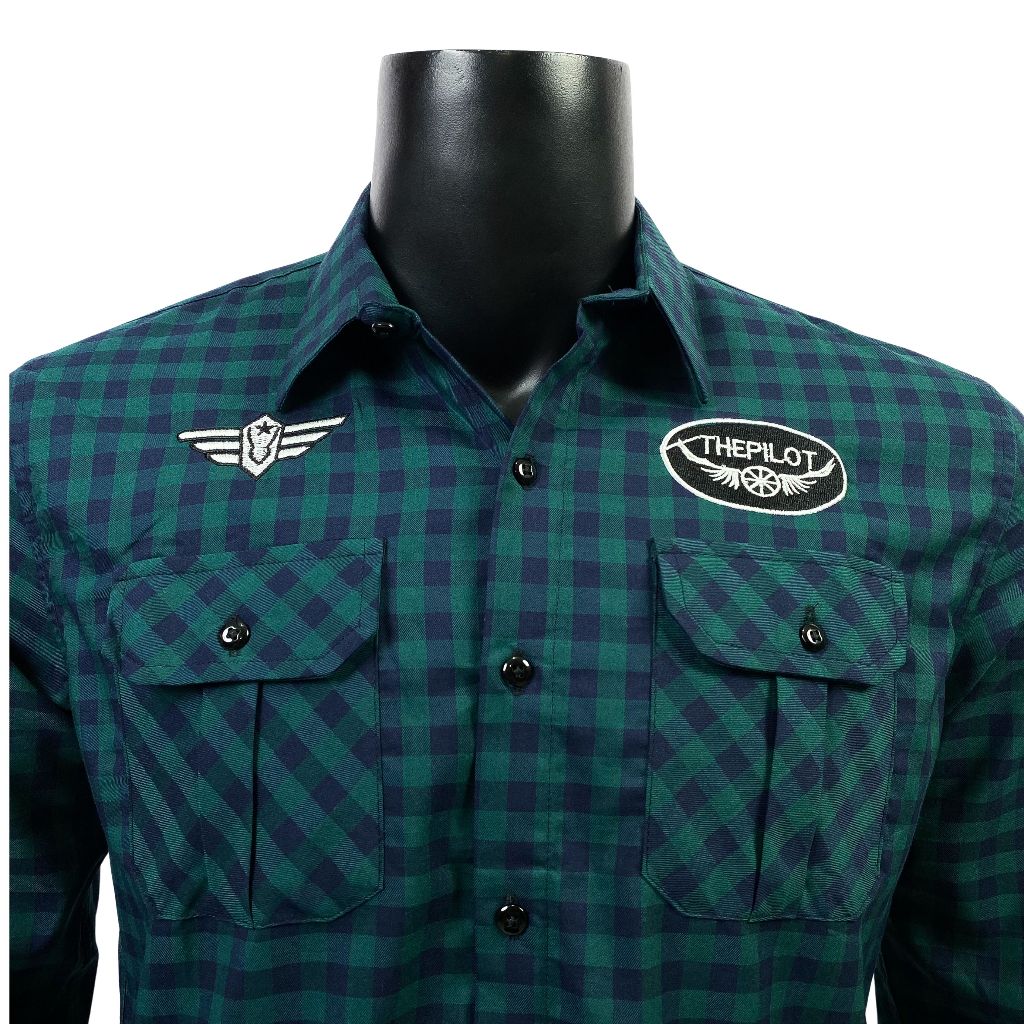 Sơ Mi Tay Dài Nam Cao Cấp Họa Tiết Caro Hình Thêu Mạnh Mẽ Phong Cách Đường Phố Menswear 6012