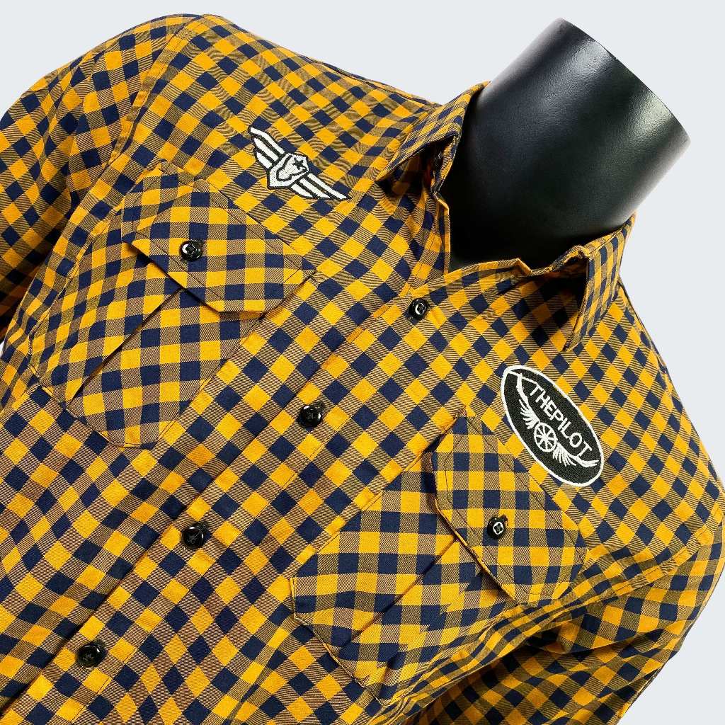 Sơ Mi Tay Dài Nam Cao Cấp Họa Tiết Caro Hình Thêu Mạnh Mẽ Phong Cách Đường Phố Menswear 6012