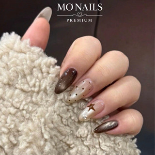 Nailbox Thiết Kế, Móng Úp, Móng Tay Giả Mắt Mèo Hổ Phách Ánh Trăng Ngôi Sao Hottrend Hàn Quốc P43