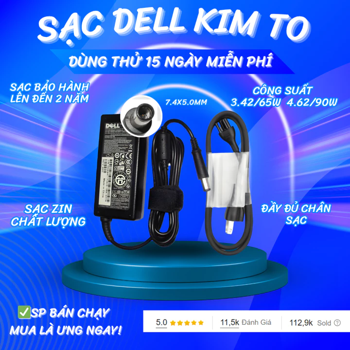 [HCM] Sạc Laptop Dell ZIN Chân To 19.5V - 4.62A Sạc Laptop Dell đầu kim to - Linh kiện Laptop Sài Gòn