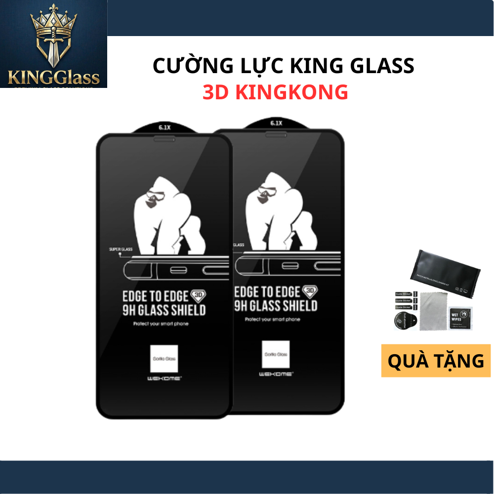 Kính cường lực iphone KingKong 3D full màn WK Wekome cho ip 17 17 pro 16 16 pro max 7 8 plus x xr xs 11 12 13 14 pro max