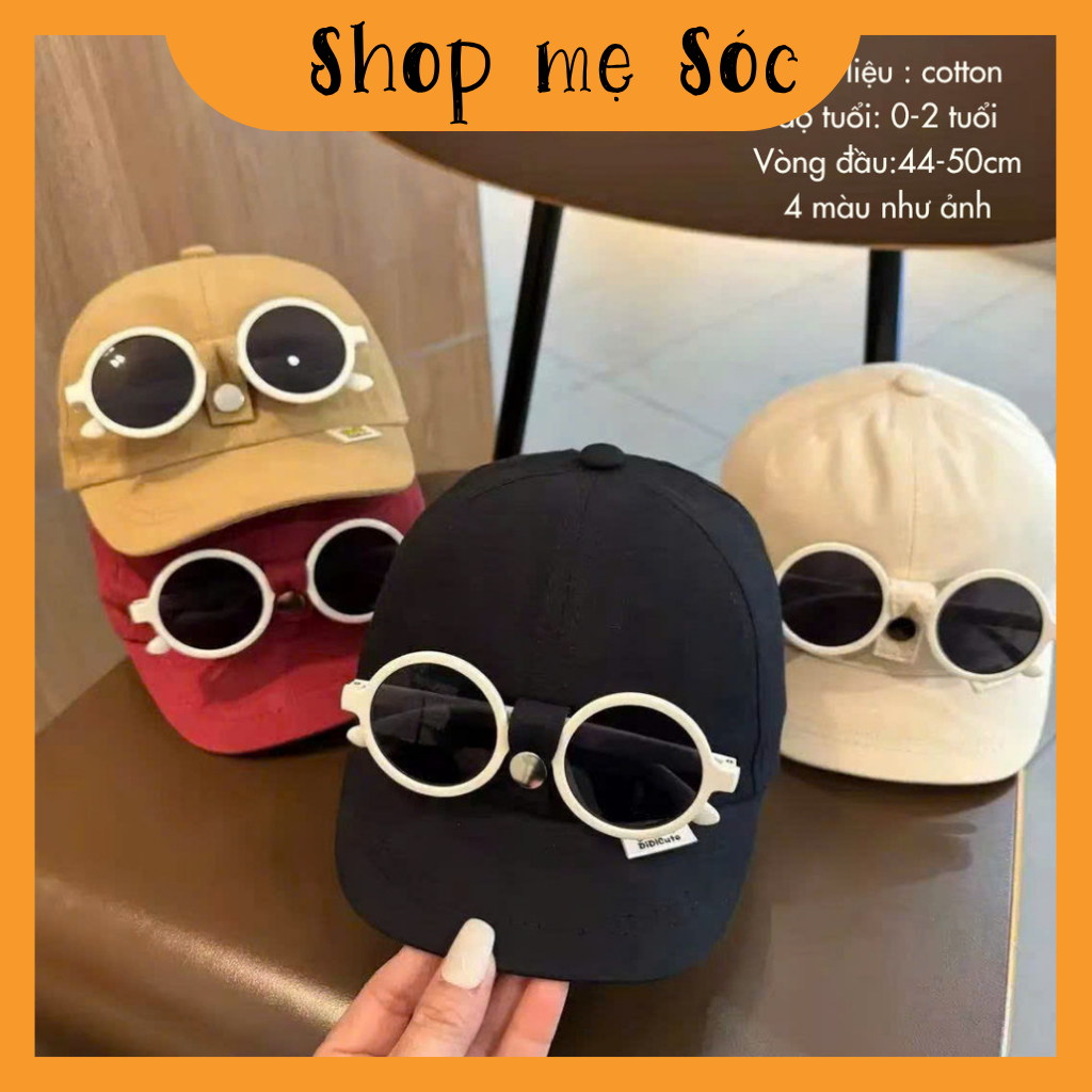[Kính có thể tháo rời] Mũ lưỡi trai kèm kính, chống nắng phong cách cá tính cho bé 0-2 tuổi Mesocshop