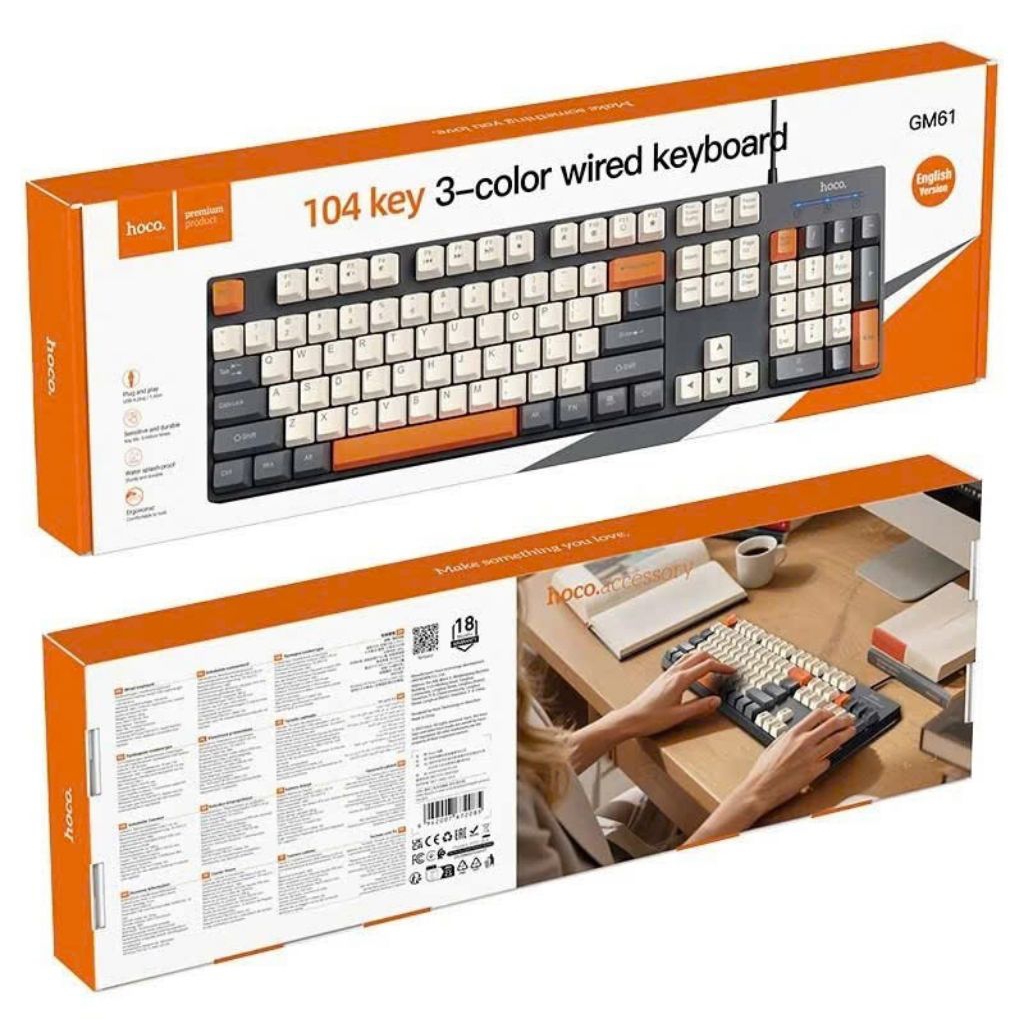 Bàn phím có dây hoco GM61, nhỏ gọn 104 phím