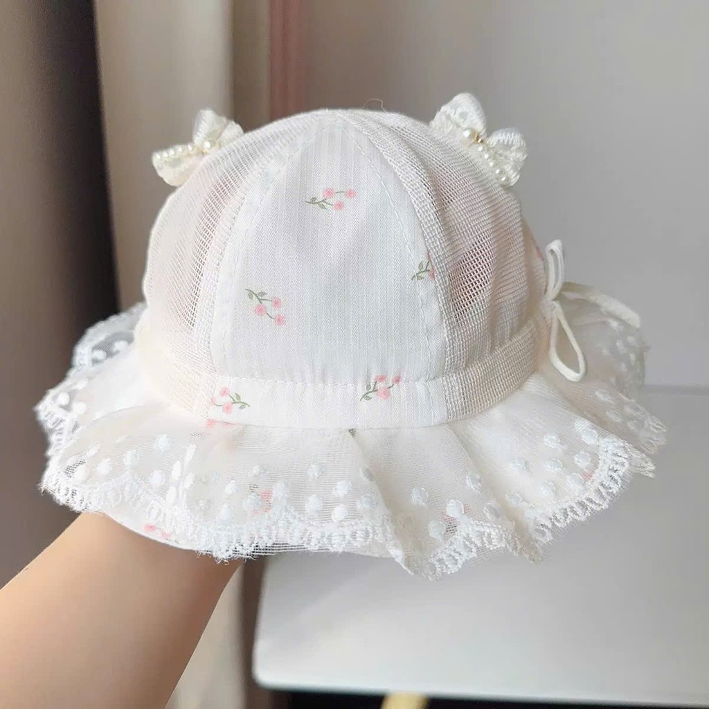 Mũ Vành Ren Bèo Mỏng Nhẹ,Dễ Thương Cho Bé Gái 0-1,5 Tuổi Mesocshop